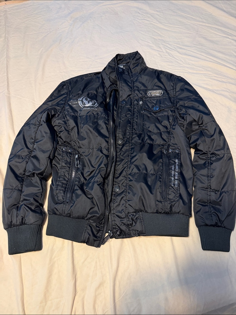 Jack & Jones Black Quilted Bomber Jacket